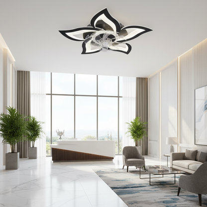Żyrandol LED ANEMO Fan z pilotem, 49W, G85cm, światło zimne/neutralne/ciepłe, metal i plastik, czarny
