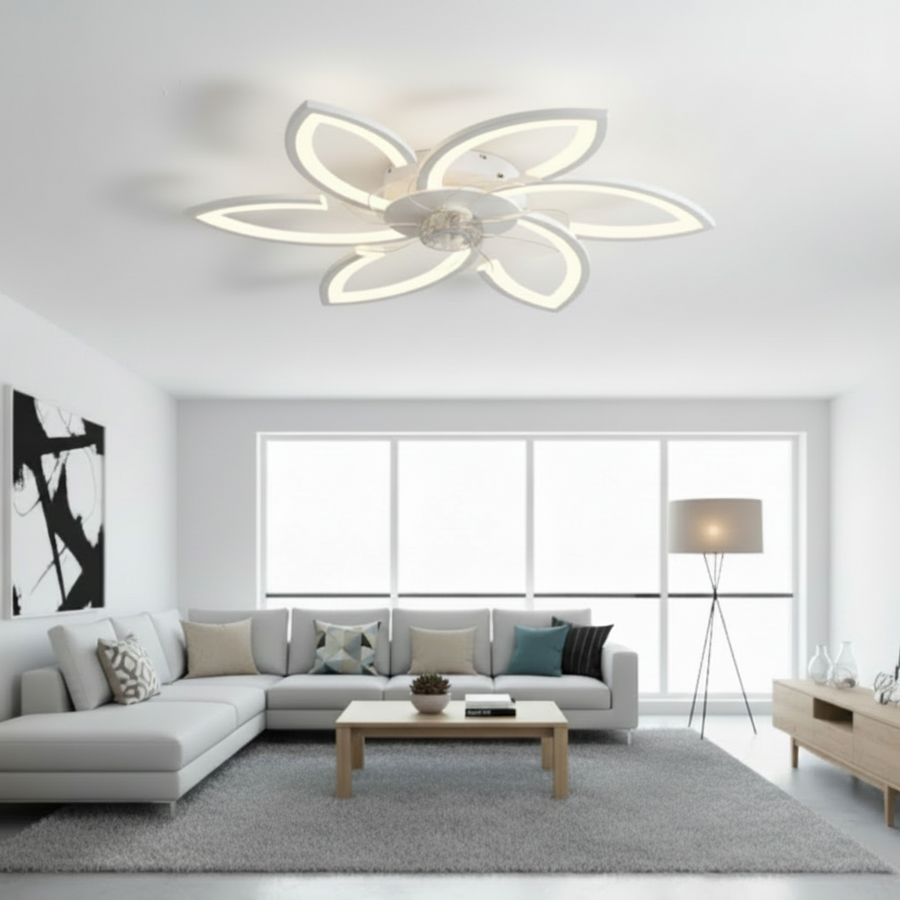 Żyrandol LED ANEMO Fan z pilotem, 36 W, G76,5 cm, światło zimne/neutralne/ciepłe, metal i plastik, biały