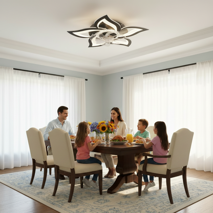 Żyrandol LED ANEMO Fan z pilotem, 49W, G85cm, światło zimne/neutralne/ciepłe, metal i plastik, czarny