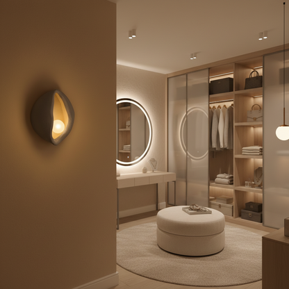 Dekoracyjna lampa ścienna CONCHA, 30x35cm, 1xE27, styropian, szary