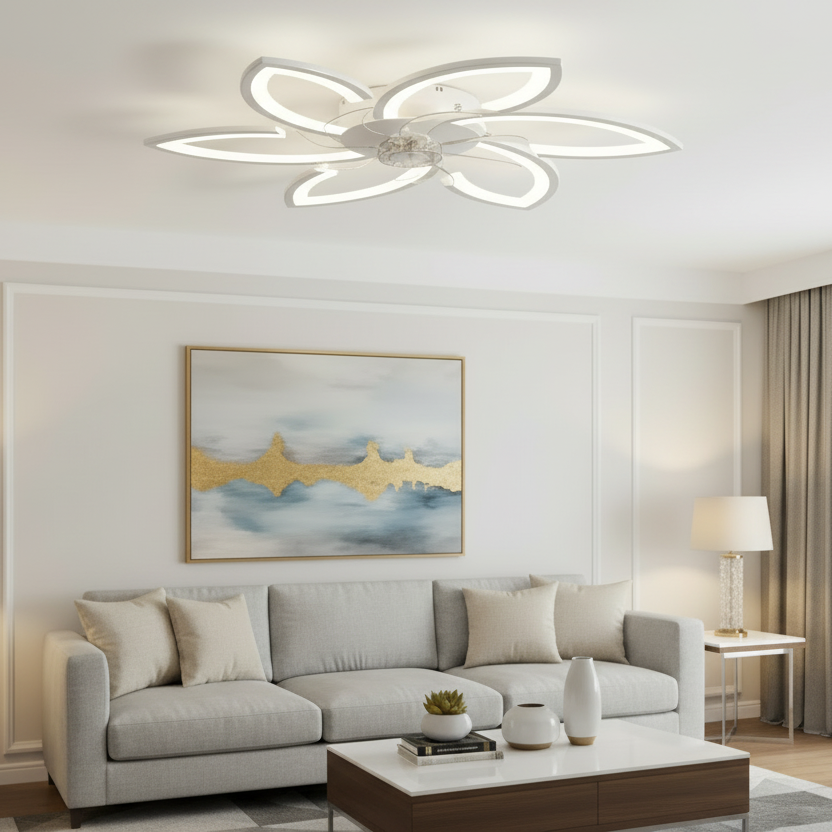 Żyrandol LED ANEMO Fan z pilotem, 36 W, G76,5 cm, światło zimne/neutralne/ciepłe, metal i plastik, biały