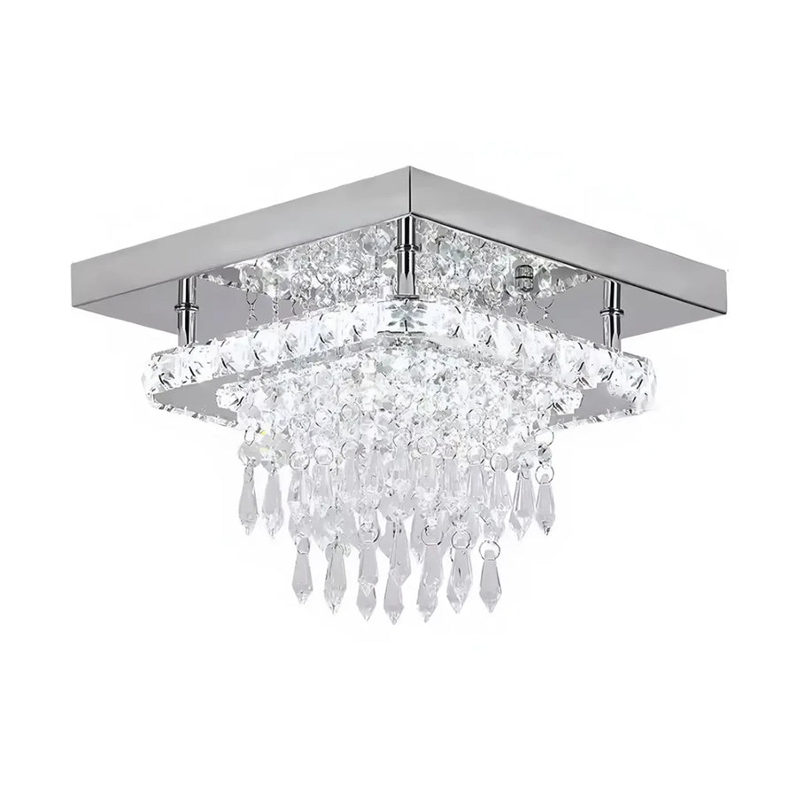 Kwadratowy żyrandol LED Alberico, 17 W, światło zimne/ciepłe/neutralne, kryształ, błyszczący chrom Nowoczesne żyrandole Domyślny tytuł Alessandro Design