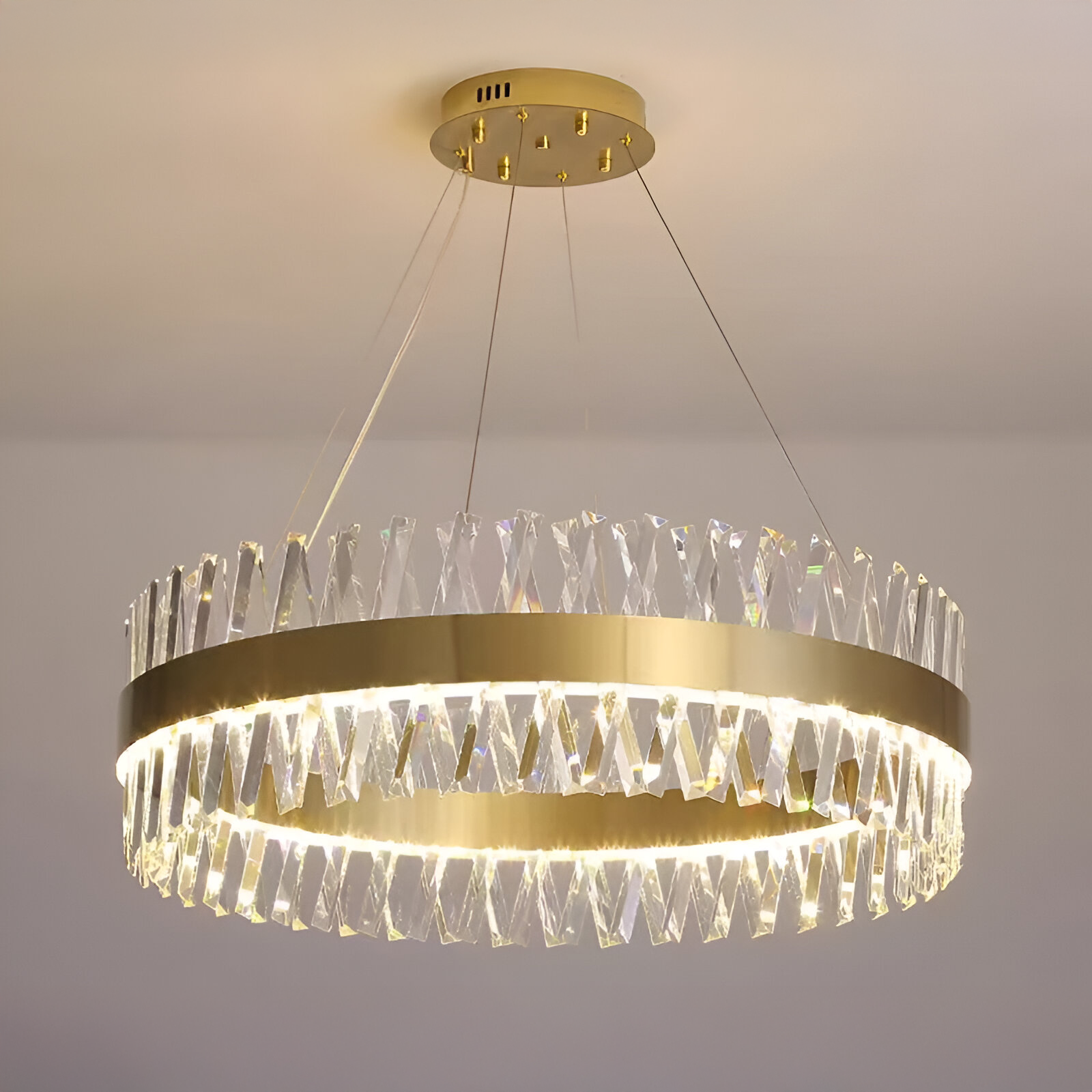 Żyrandol LED CASERTA Eleganza z pilotem, 54W, możliwość ściemniania, średnica 50cm, złote żyrandole kryształowe Domyślny tytuł Alessandro Design