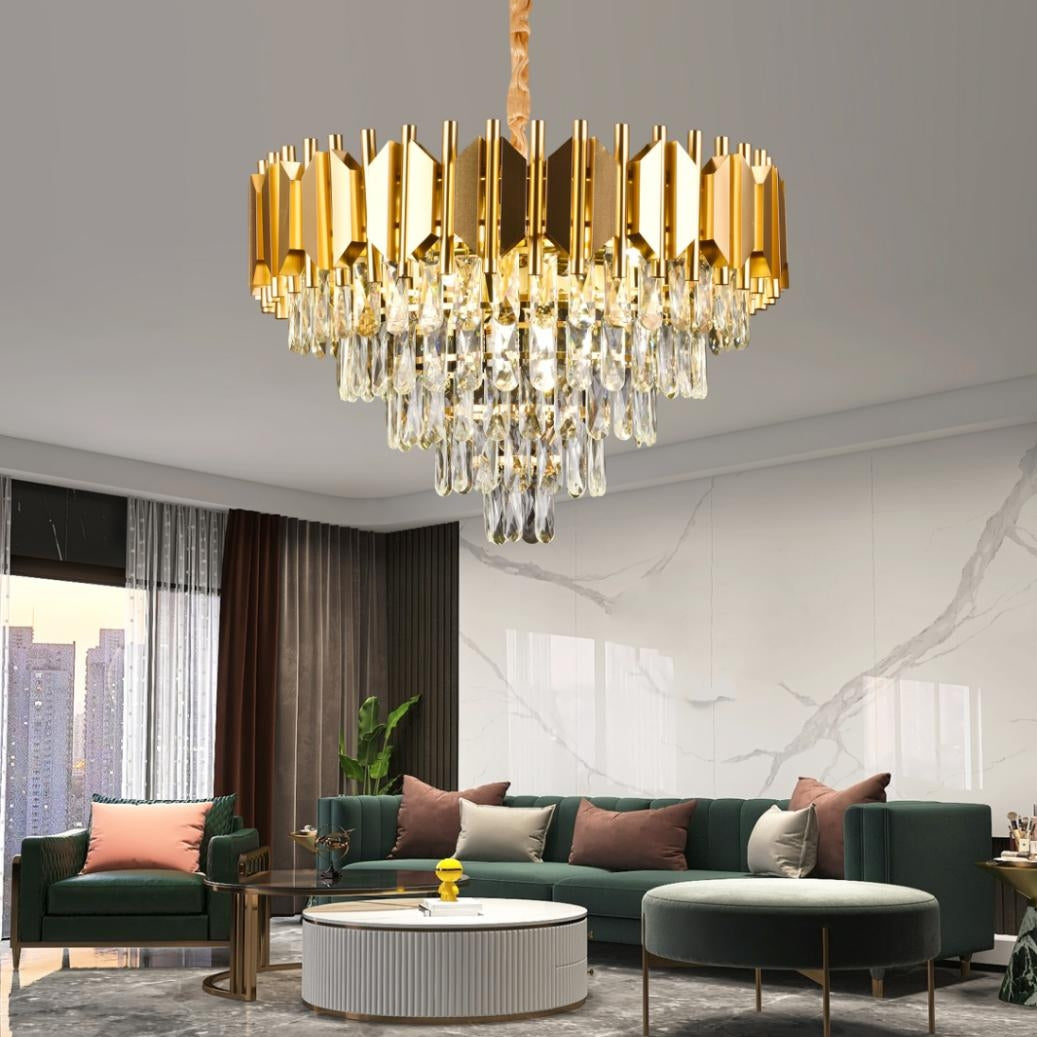 Braylen Kryształowy Kandelabr 8x E14 Średnica 60cm Złoty Kryształowy Kandelabr Domyślny Tytuł Alessandro Design