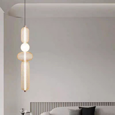 Podwieszany żyrandol LED LM551/4GD, 23W, światło 3000/4000/6000K, złoty, regulowana wysokość