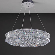 Żyrandol LED z pilotem, LLC160/500CH, kryształ i metal, 54W, 1 okrąg, możliwość przyciemniania, regulowana wysokość, światło zimne/ciepłe/neutralne, luksusowe oświetlenie Żyrandole LED z pilotem Domyślny tytuł Alessandro Design