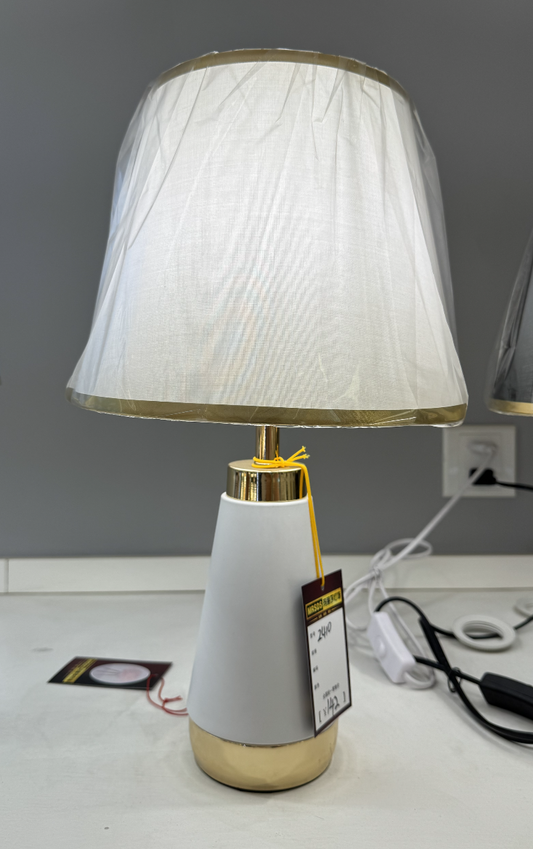 Veioza VZ210WH, 1x E27, Metal si Textil, Alb si Auriu Veioze & Lampadare Default Title Alessandro Design