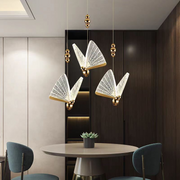 Akrylowa lampa wisząca LED Butterfly 9W, ciepłe/neutralne/zimne światło 3000K/4000K/6000K, złoto, metal i akryl, żyrandole LED z regulacją wysokości Domyślny tytuł Alessandro Design