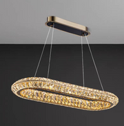 Żyrandol LED z pilotem, LLC132/900X300GD, kryształ i metal, 39W, 1 koło, możliwość przyciemniania, regulowana wysokość, światło zimne/ciepłe/neutralne, luksusowe oświetlenie Żyrandole LED z pilotem Domyślny tytuł Alessandro Design