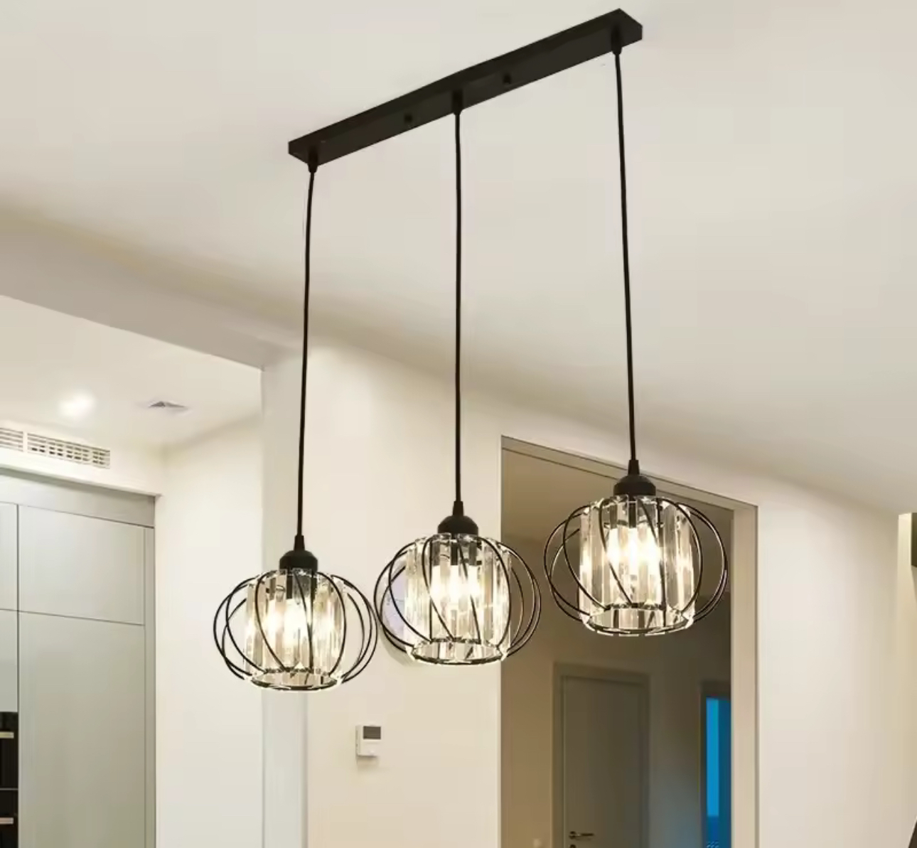 Nowoczesny żyrandol klasyczny, wiszący, Monica LC910/3LBK, 3 X E27, czarny, metal i szkło, regulowana wysokość Klasyczne żyrandole Domyślny tytuł Alessandro Design