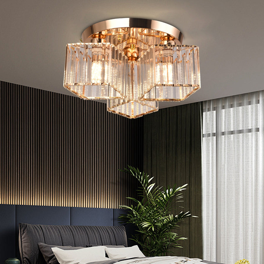 Nowoczesny klasyczny żyrandol Sasha, LC117/3GD, 3x E27, metal i kryształ, złoto, klosz Klasyczne żyrandole Domyślny tytuł Alessandro Design