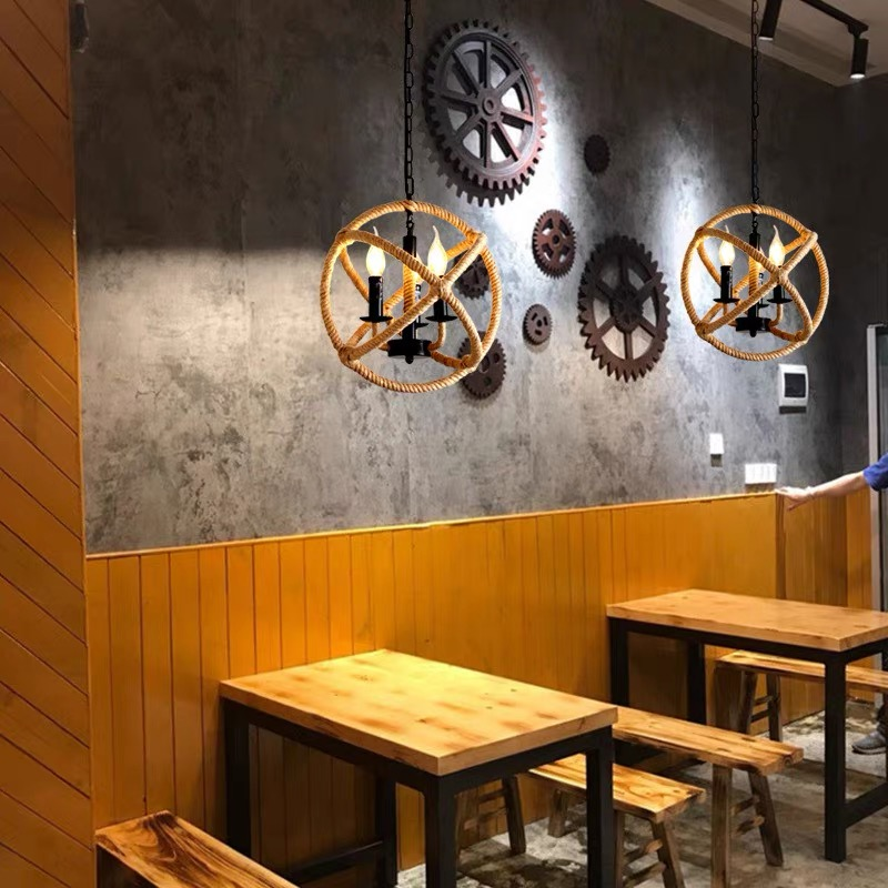 Lustra Vintage LV585/4BK, 4xE14, Rustic Barn, Sfoara si Metal, 30cm, Maro Lustre Vintage Default Title Alessandro Design