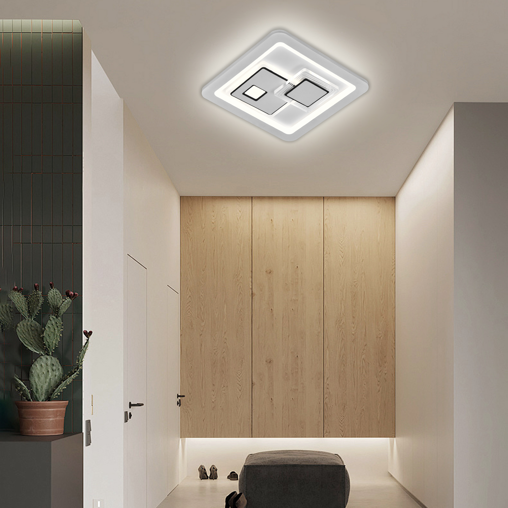 Żyrandol LED KEREN 33W, Kwadratowy, Światło zimne/ciepłe/Neutralne 3000K/4000K/6000K, Białe, Metalowe i Akrylowe Żyrandole LED Domyślny tytuł Alessandro Design