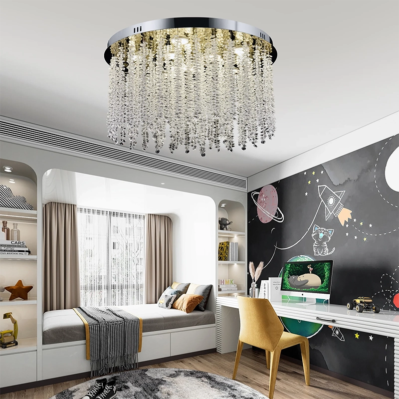 Kryształowy żyrandol LED LLC215/400WH okrągły, 22W, światło zimne/ciepłe/neutralne, kryształ, złoty