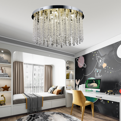 Kryształowy żyrandol LED LLC215/550WH okrągły, 29W, światło zimne/ciepłe/neutralne, kryształ, złoty