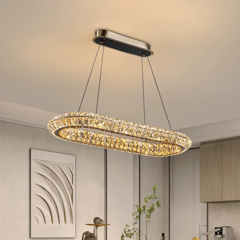 Żyrandol LED z pilotem, LLC132/900X300GD, kryształ i metal, 39W, 1 koło, możliwość przyciemniania, regulowana wysokość, światło zimne/ciepłe/neutralne, luksusowe oświetlenie Żyrandole LED z pilotem Domyślny tytuł Alessandro Design