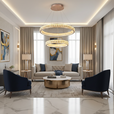 Żyrandol kryształowy, Kensington Magno, 111W, złoty, 2 elementy, regulowana wysokość, światło ciepłe/zimne/neutralne