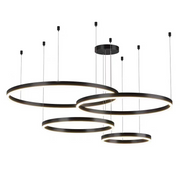 Zawieszany żyrandol LED z pilotem LT813/4BK 139 W, 4 koła, światło zimne/ciepłe/neutralne, możliwość przyciemniania, czarny, żyrandol LED z regulacją wysokości z pilotem Domyślny tytuł Alessandro Design