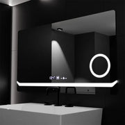 Prostokątne lustro LED, 80x60 cm, definicja MotionGlow Marcello, system usuwania zamglenia, zegar i termometr, lupa kosmetyczna, przyciemniane lustra Marcello Domyślny tytuł Alessandro Design