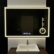 Prostokątne lustro LED, 120x80 cm, Souverain MotionGlow Marcello, system usuwania zamglenia, zegar i termometr, lupa kosmetyczna, przyciemniane lustra Marcello Domyślny tytuł Alessandro Design