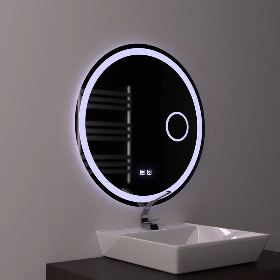 Okrągłe lustro LED 70 cm, dotykowy Luxor, system odmgławiania, przyciemniane lustro łazienkowe z diodą LED i odmgławiaczem Domyślny tytuł Alessandro Design