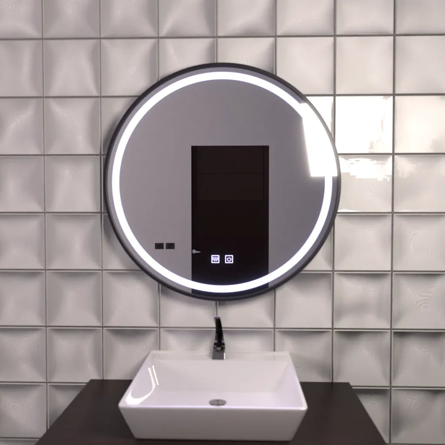 Okrągłe lustro LED 60 cm, Lucea Touch, system odmgławiania, przyciemniane lustro łazienkowe z diodą LED i odmgławiaczem Domyślny tytuł Alessandro Design