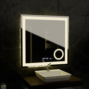 Prostokątne lustro LED, 80x80 cm, Souverain MotionGlow Marcello, system usuwania zamglenia, zegar i termometr, lupa kosmetyczna, przyciemniane lustra Marcello Domyślny tytuł Alessandro Design