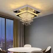 Kwadratowy żyrandol LED Alberico, 17 W, światło zimne/ciepłe/neutralne, kryształ, błyszczący chrom Nowoczesne żyrandole Domyślny tytuł Alessandro Design