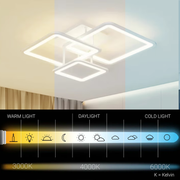 Żyrandol LED z pilotem ZOE, 60W, 3 kwadraty, światło zimne/ciepłe/neutralne, możliwość przyciemniania, biały Żyrandol LED z pilotem Domyślny tytuł Alessandro Design