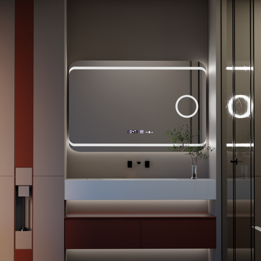 Oglinda LED Rectangulara, 120x80cm, Definition MotionGlow Marcello, Sistem Dezaburire, Ceas & Termometru, Lupa Cosmetica, Dimabila Oglinzi Marcello Default Title Alessandro Design