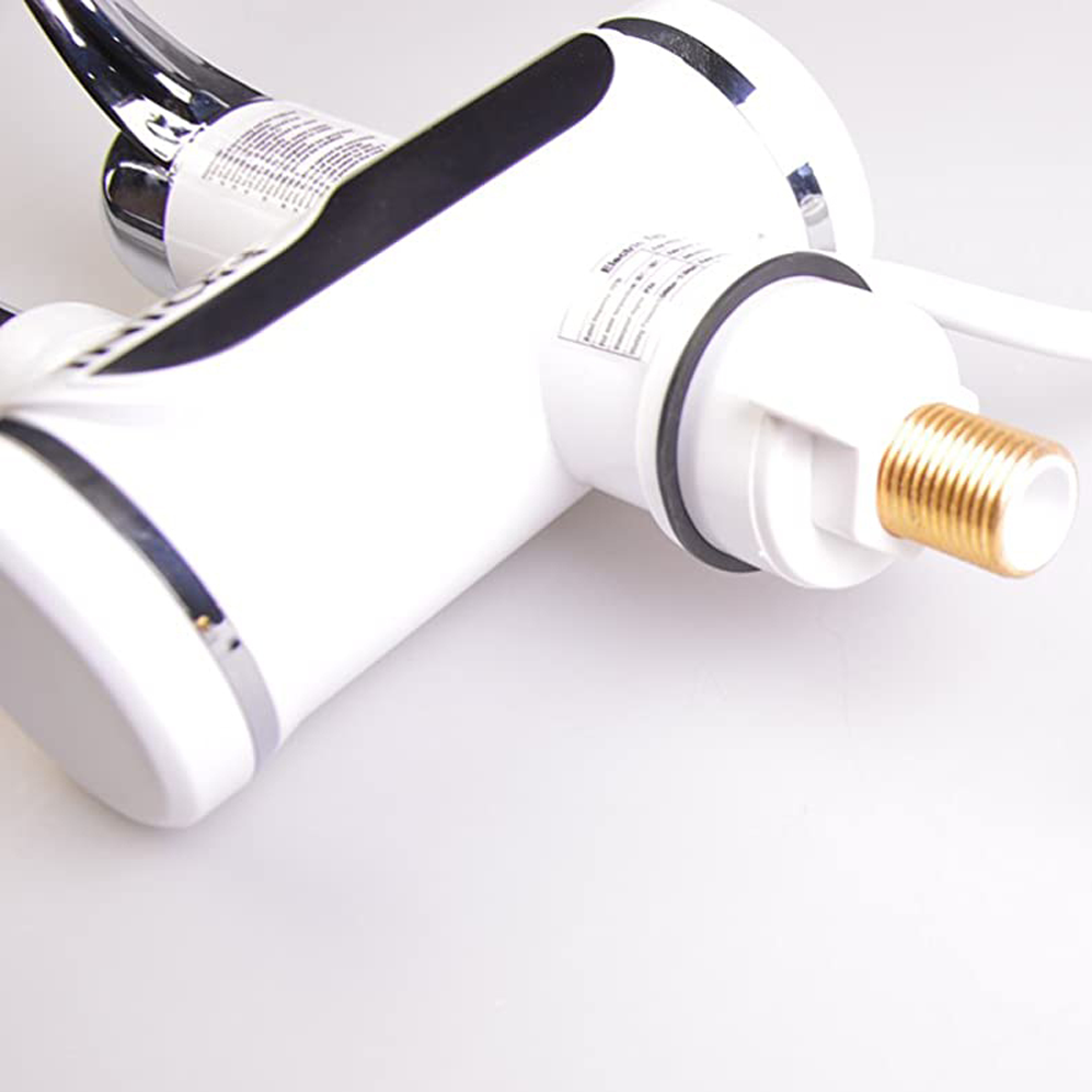 Bateria elektryczna z natychmiastowym podgrzewaniem wody, wyświetlacz temperatury LED, pozioma z uchwytem do zlewu/wanny, moc 3000 W, ciepła woda 30°C-60°C, biała, Z007XDT Baterie kuchenne Domyślny tytuł Alessandro Design