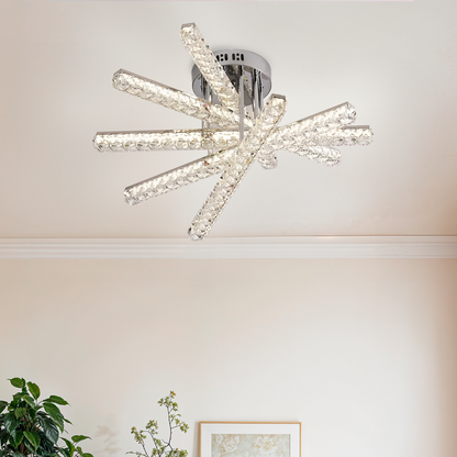 Żyrandol LED z pilotem LUELLA 79W 5 elementów, liniowy, światło zimne/ciepłe/neutralne, możliwość przyciemniania, srebrny kryształowy żyrandol LED Domyślny tytuł Alessandro Design