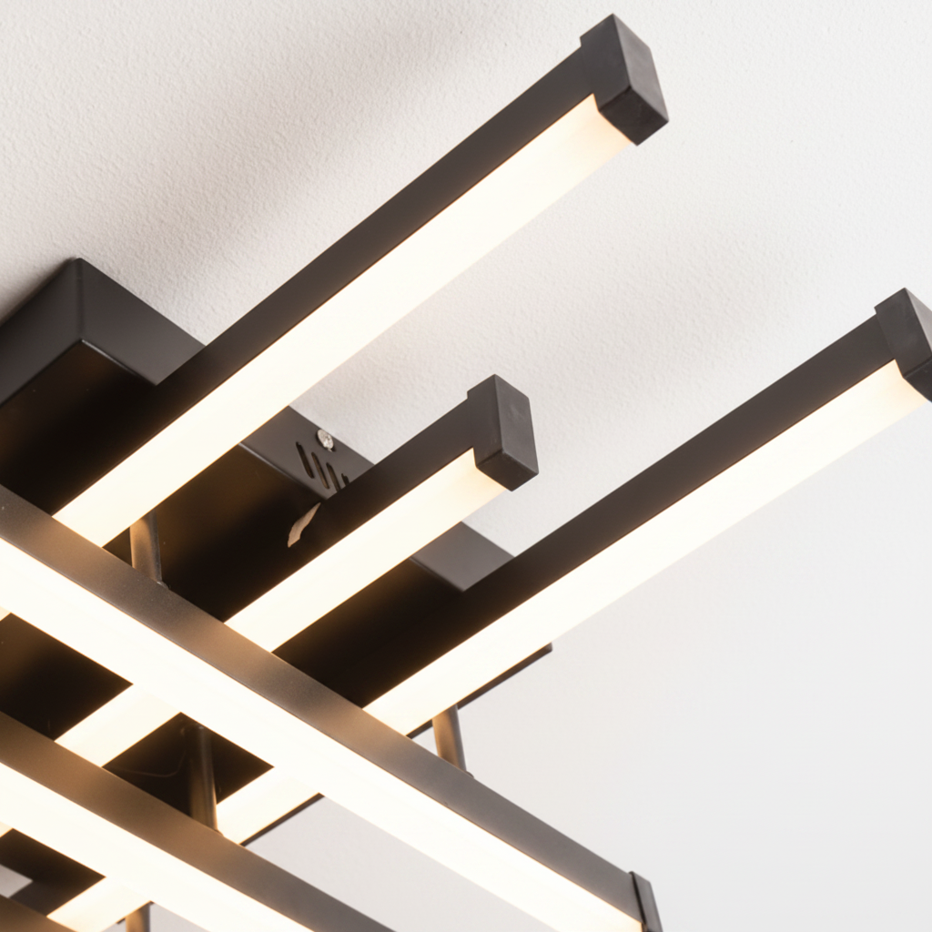 Żyrandol LED z pilotem LINEX, 108 W, 8 elementów, światło zimne/ciepłe/neutralne, możliwość przyciemniania, czarne Żyrandole LED z pilotem Domyślny tytuł Alessandro Design