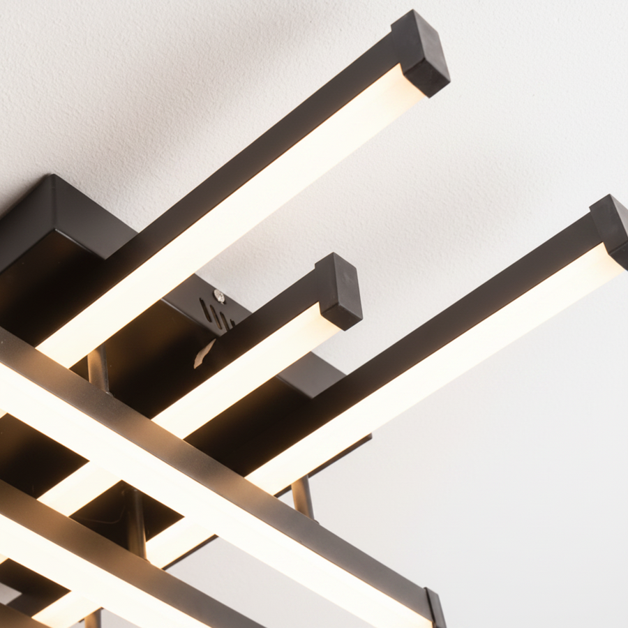 Żyrandol LED z pilotem LINEX, 108 W, 8 elementów, światło zimne/ciepłe/neutralne, możliwość przyciemniania, czarne Żyrandole LED z pilotem Domyślny tytuł Alessandro Design