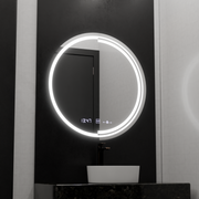 Okrągłe lustro LED, 60 cm, czujnik MotionGlow Consuel Marcello, system odmgławiania, zegar i termometr, przyciemniane lustra Marcello Domyślny tytuł Alessandro Design