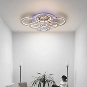 Żyrandol LED z pilotem i kryształem LIA RGB 182W, 8 kółek, światło zimne/ciepłe/neutralne, możliwość przyciemniania, błyszcząca biel Chromowane żyrandole kryształowe LED Domyślny tytuł Alessandro Design