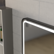 Ulrich LED Touch Lusterko System odmgławiania, zegar i temperatura 75x90 cm Czarna ramka Szczotkowane lusterka kosmetyczne Korman S Domyślny tytuł Alessandro Design