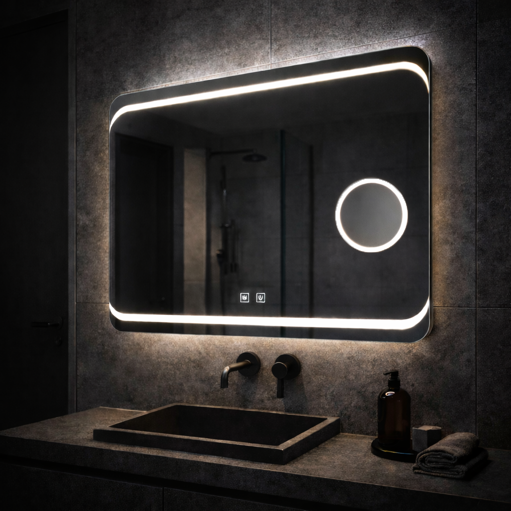 Prostokątne lustro LED, 80x60cm, Stella Touch, system odparowywania lusterek Korman E Domyślny tytuł Alessandro Design