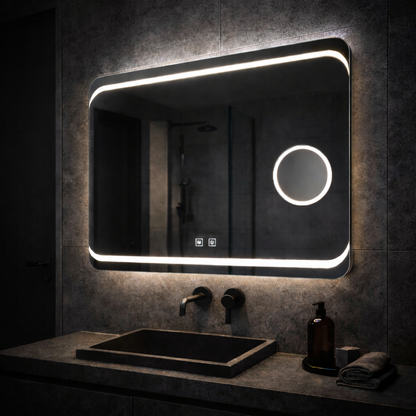 Prostokątne lustro LED, 80x60cm, Stella Touch, system odparowywania lusterek Korman E Domyślny tytuł Alessandro Design