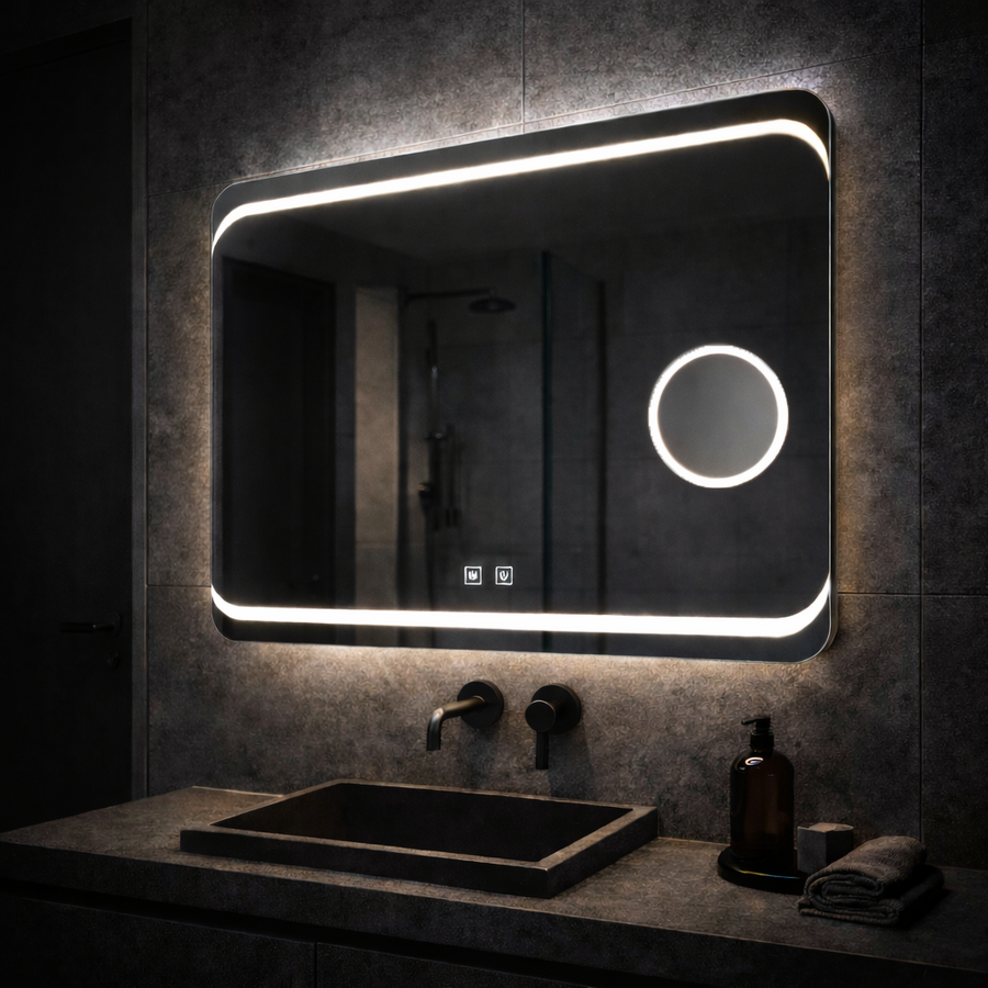 Prostokątne lustro LED, 80x60cm, Stella Touch, system odparowywania lusterek Korman E Domyślny tytuł Alessandro Design