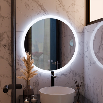 Okrągłe lusterko LED, 60 cm, dotyk noxia, system zniekształcony