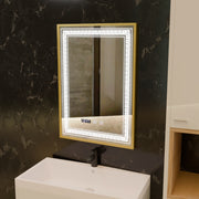 Lustro LED Touch Bruno Demister System, zegar i temperatura 60x80 cm ramka ze szczotkowanego złota, lustra S84/60X80 Korman S Domyślny tytuł Alessandro Design