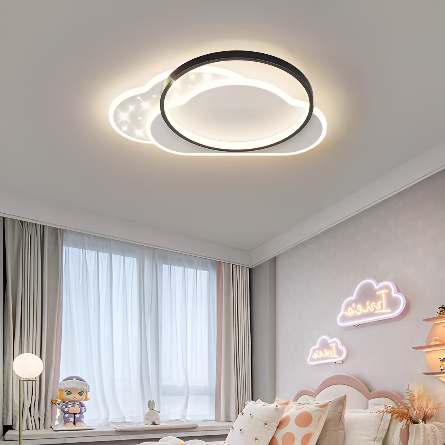 Żyrandol LED z pilotem NUVIA 71W, Chmura, Światło zimne/ciepłe/Neutralne, Możliwość ściemniania, Czarne Żyrandole LED z pilotem Domyślny tytuł Alessandro Design