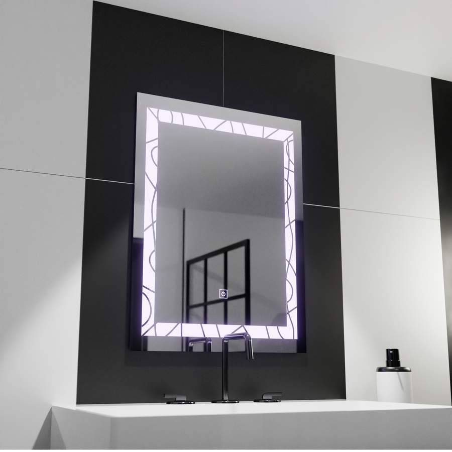 Prostokątne lustro LED, 60x80cm, rama Deco Basic Touch Lustra Korman C Domyślny tytuł Alessandro Design