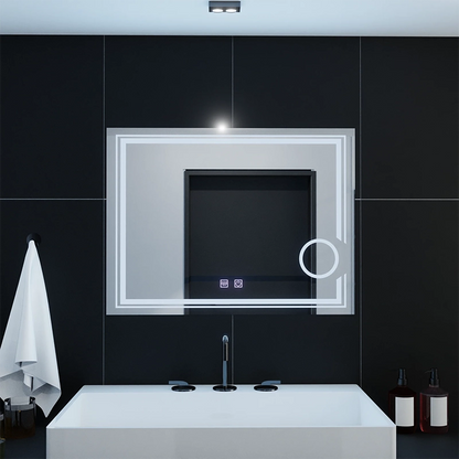 Prostokątne lustro LED, 80x60cm, CANTO Touch, system odmgławiania, możliwość przyciemniania