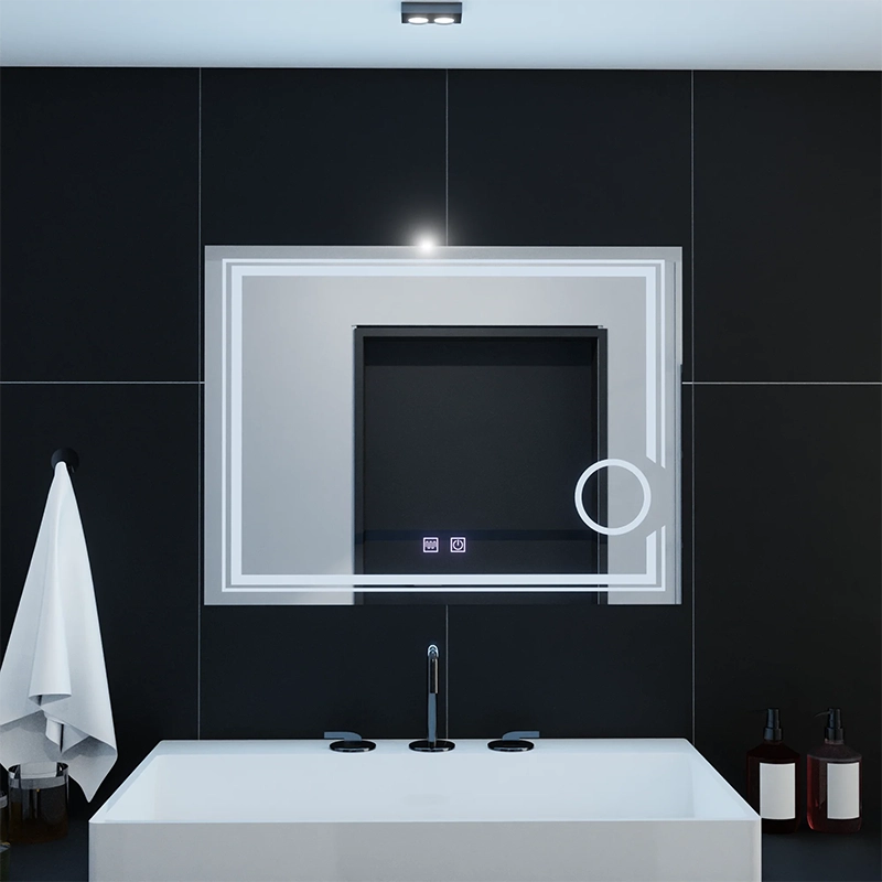 Prostokątne lustro LED, 80x60cm, CANTO Touch, system odmgławiania, możliwość przyciemniania