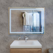 Lustro LED RAYNA Touch, 80x60 cm, funkcja odmgławiania, lustra w ramie ze szczotkowanego złota Korman E Domyślny tytuł Alessandro Design