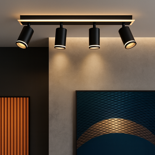 Żyrandol LED Ellen 46W Projektor z regulacją światła zimnego/ciepłego/neutralnego Żyrandole LED z akrylu i czarnego metalu Domyślny tytuł Alessandro Design
