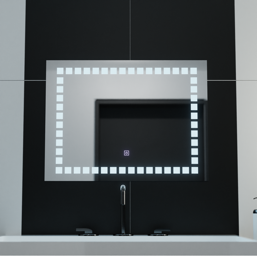 Prostokątne lustro LED, 80x60cm, oświetlenie siatkowe Basic Touch Lustra Korman C Domyślny tytuł Alessandro Design