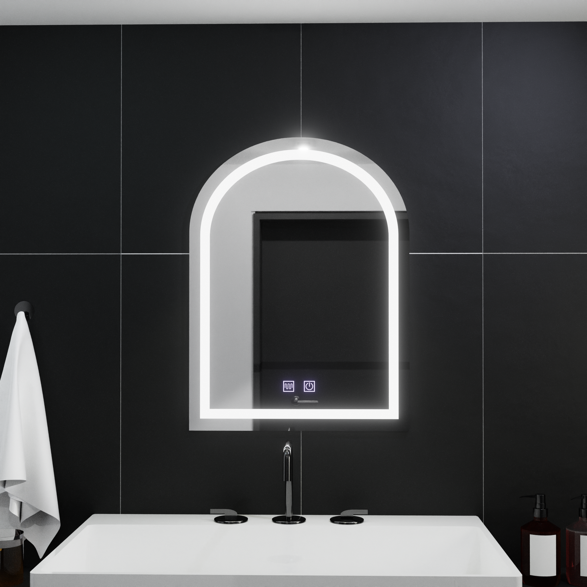 Łukowe lustro LED 60x80cm, Arco Touch, system odmgławiania, ściemniane lustra Korman E Domyślny tytuł Alessandro Design